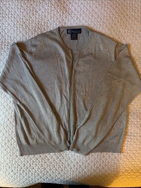 E Main Line by Eagle's Eye Metallic Silk Silver Cardigan